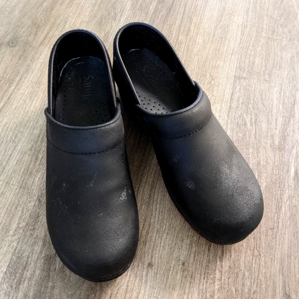 Sanita black clogs